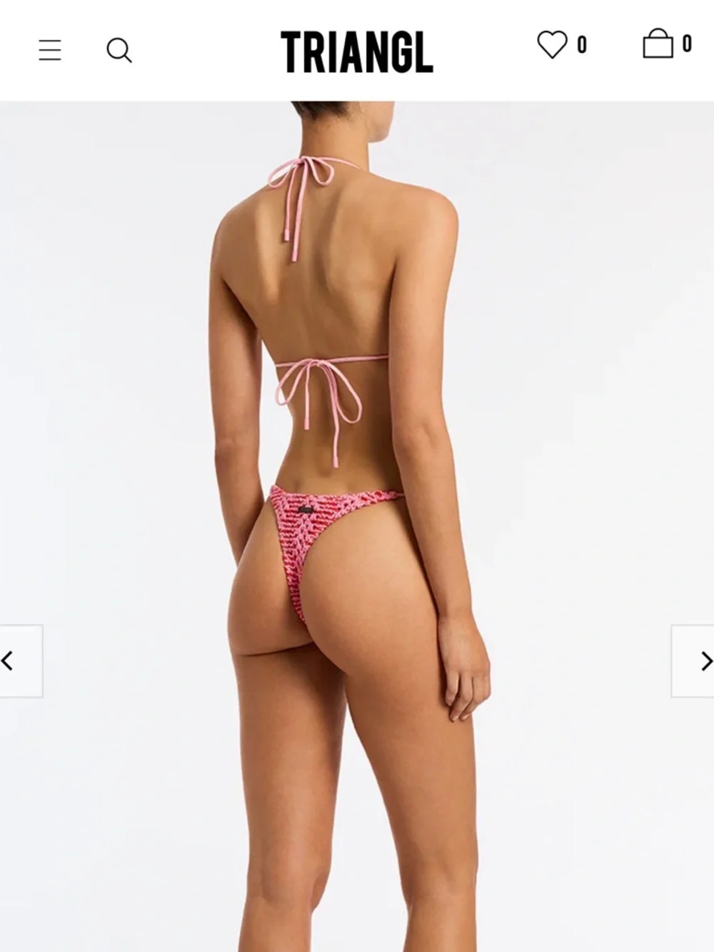 triangl swimwear Pink Crochet Triangle String Bikini